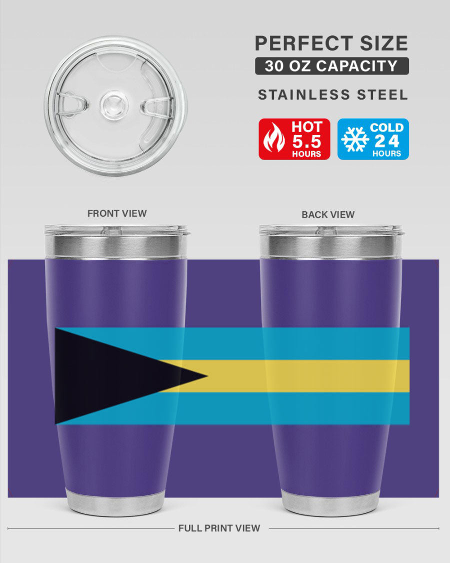 Bahamas 186# Tumbler in 20oz and 30oz sizes, showcasing double wall vacuum stainless steel design with vibrant colors.