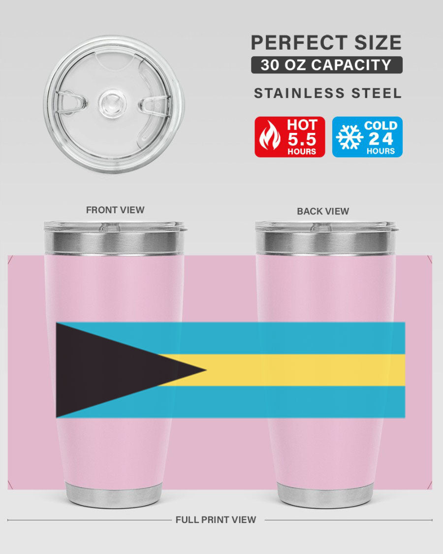 Bahamas 186# Tumbler in 20oz and 30oz sizes, showcasing double wall vacuum stainless steel design with vibrant colors.