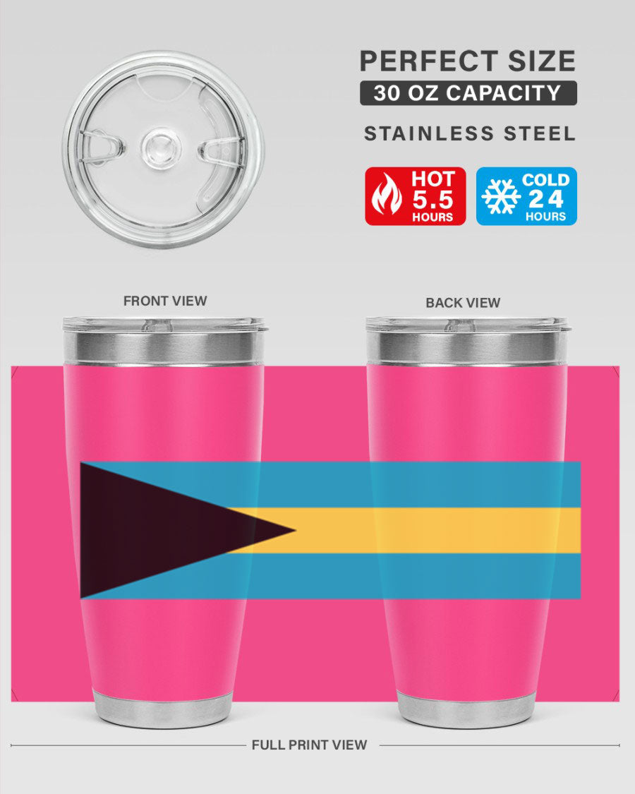 Bahamas 186# Tumbler in 20oz and 30oz sizes, showcasing double wall vacuum stainless steel design with vibrant colors.