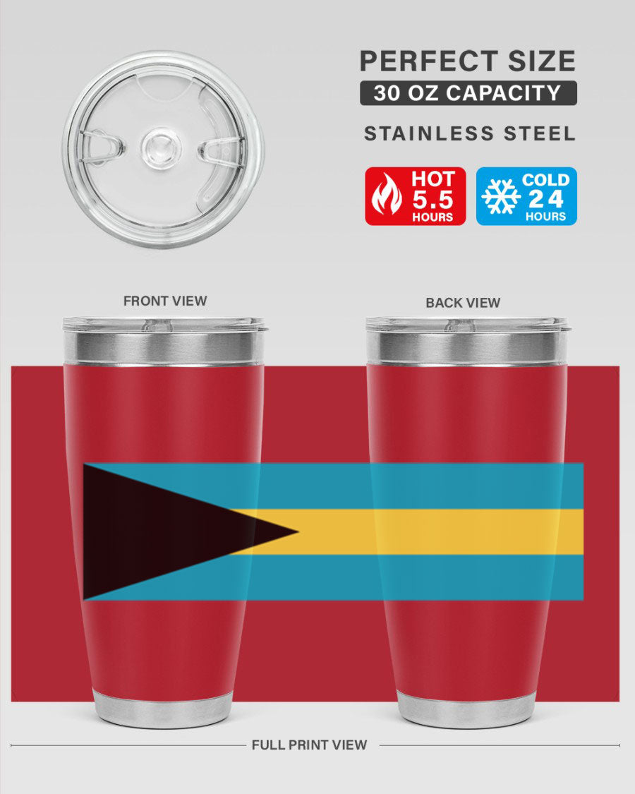 Bahamas 186# Tumbler in 20oz and 30oz sizes, showcasing double wall vacuum stainless steel design with vibrant colors.