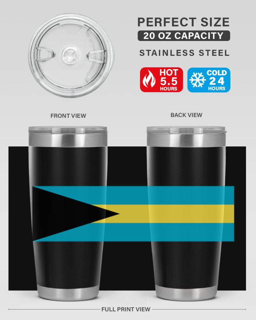 Bahamas 186# Tumbler in 20oz and 30oz sizes, showcasing double wall vacuum stainless steel design with vibrant colors.