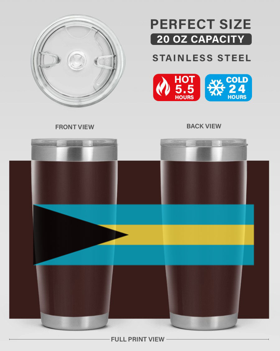 Bahamas 186# Tumbler in 20oz and 30oz sizes, showcasing double wall vacuum stainless steel design with vibrant colors.