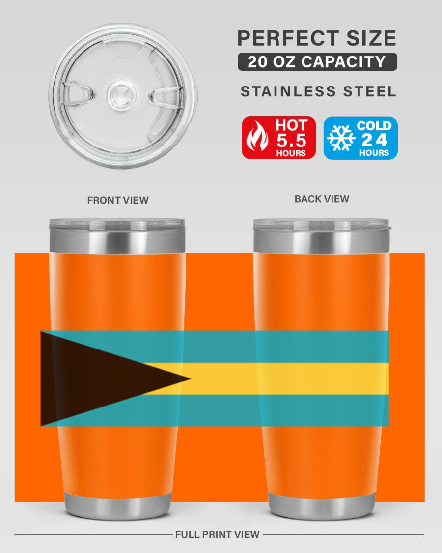 Bahamas 186# Tumbler in 20oz and 30oz sizes, showcasing double wall vacuum stainless steel design with vibrant colors.