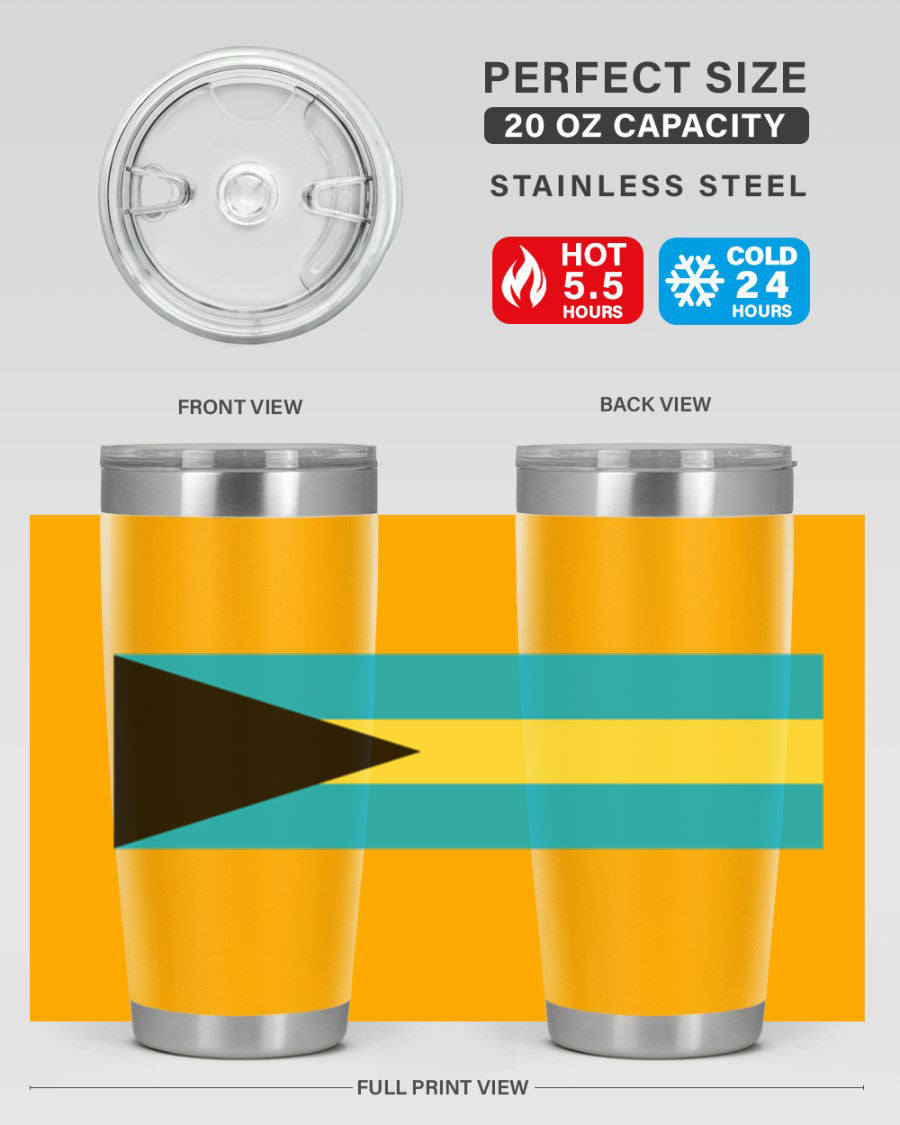 Bahamas 186# Tumbler in 20oz and 30oz sizes, showcasing double wall vacuum stainless steel design with vibrant colors.