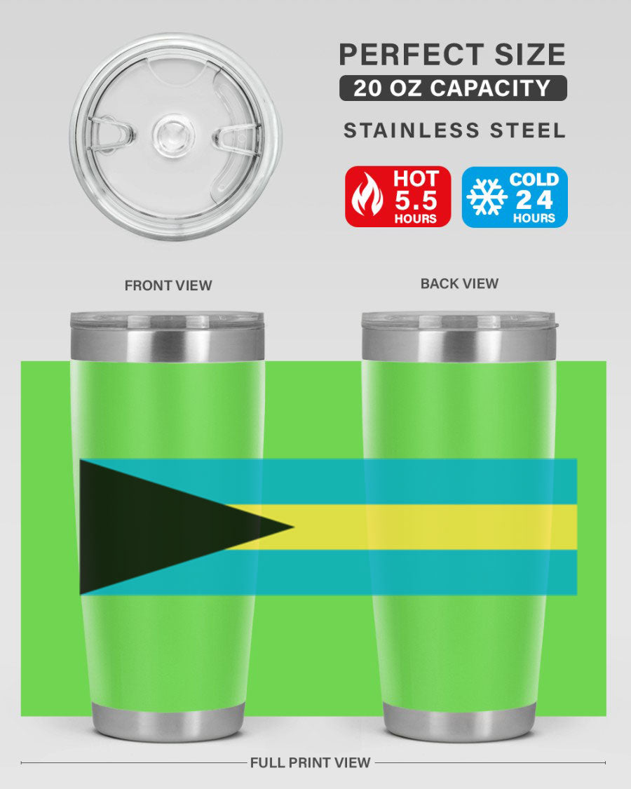Bahamas 186# Tumbler in 20oz and 30oz sizes, showcasing double wall vacuum stainless steel design with vibrant colors.