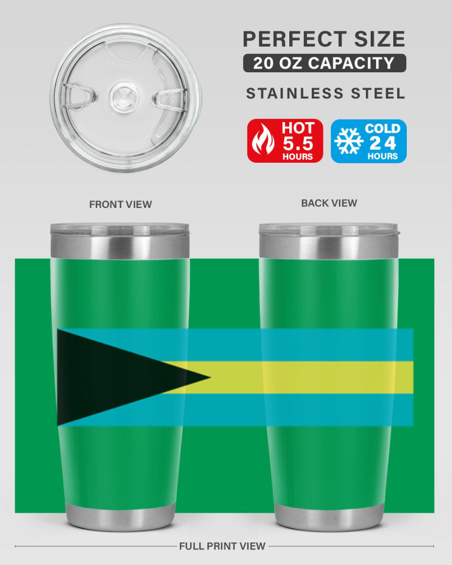 Bahamas 186# Tumbler in 20oz and 30oz sizes, showcasing double wall vacuum stainless steel design with vibrant colors.