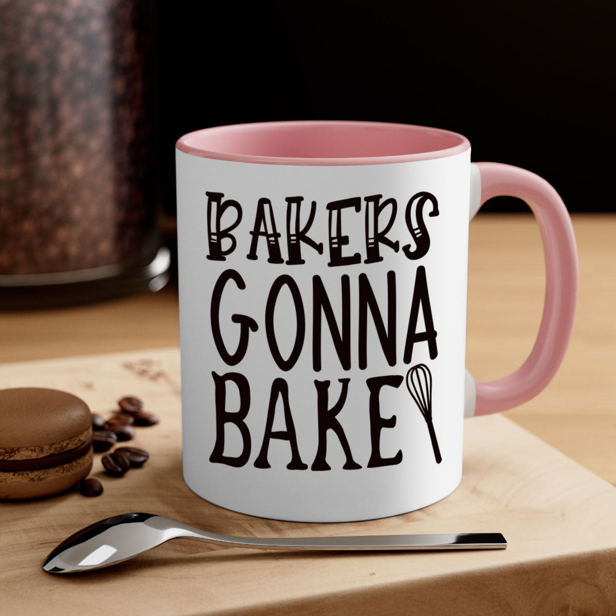 Bakers Gonna Bake 57# kitchen mug with colorful handle and glossy finish, perfect for coffee and tea lovers.