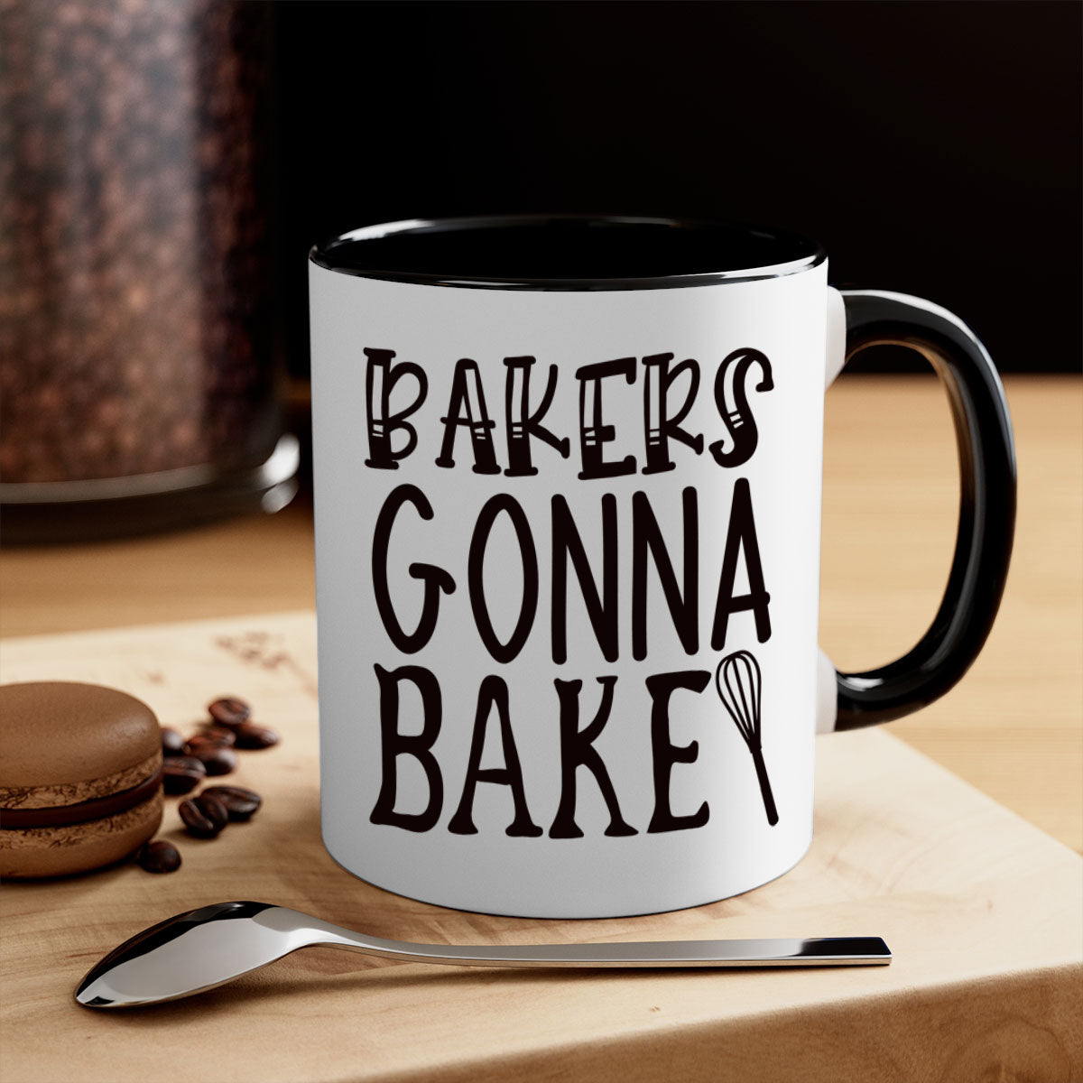 Bakers Gonna Bake 57# kitchen mug with colorful handle and glossy finish, perfect for coffee and tea lovers.
