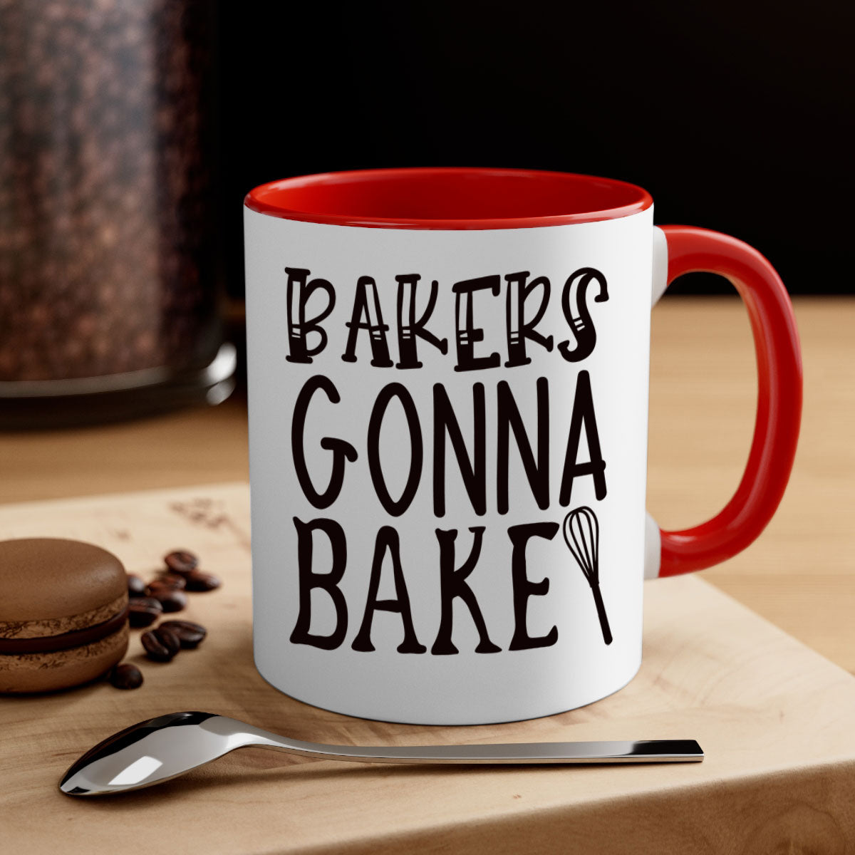 Bakers Gonna Bake 57# kitchen mug with colorful handle and glossy finish, perfect for coffee and tea lovers.