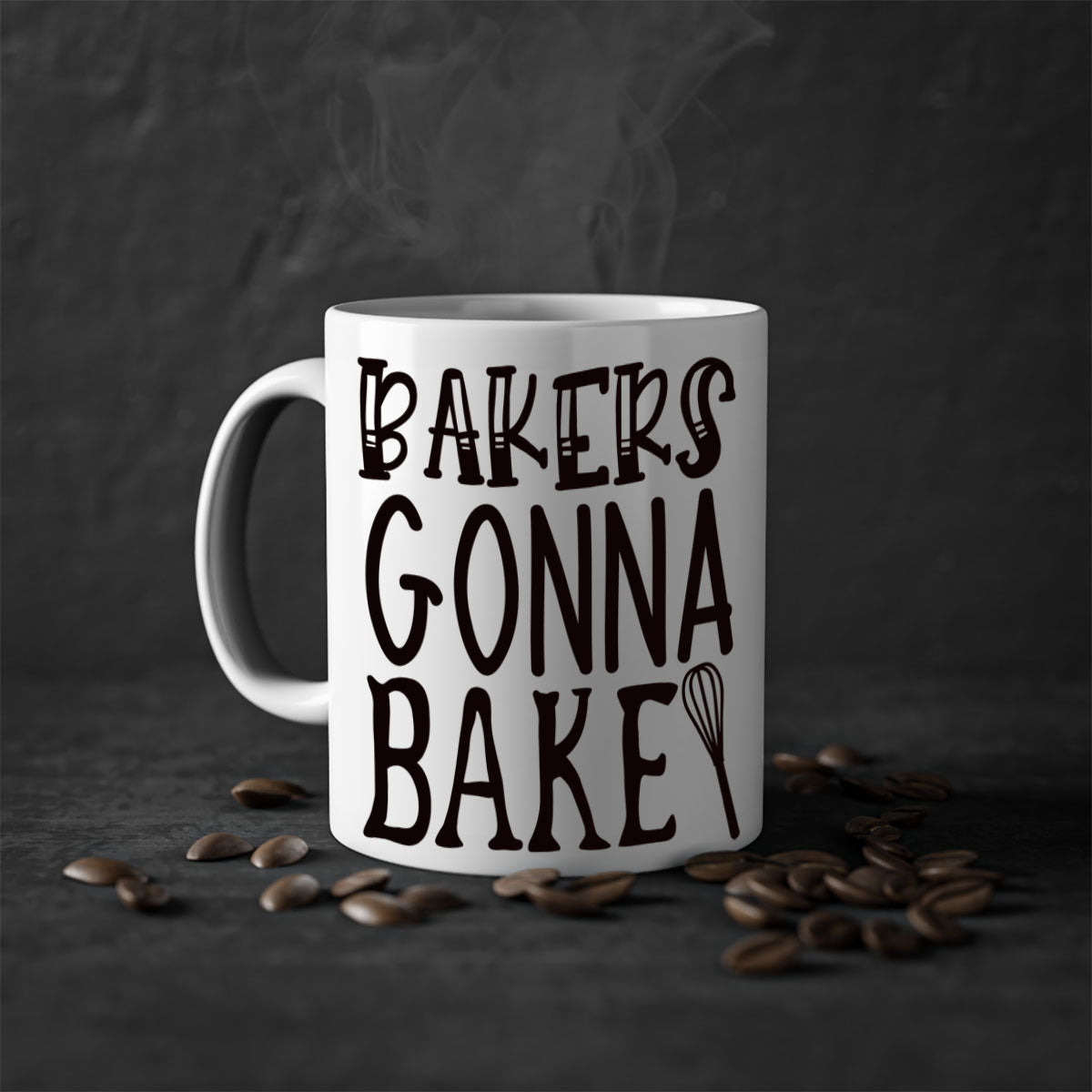 Bakers Gonna Bake 57# kitchen mug with colorful handle and glossy finish, perfect for coffee and tea lovers.