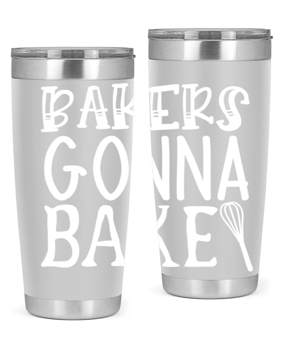 Bakers Gonna Bake 20oz Tumbler featuring double wall vacuum stainless steel with copper lining, perfect for hot and cold beverages.