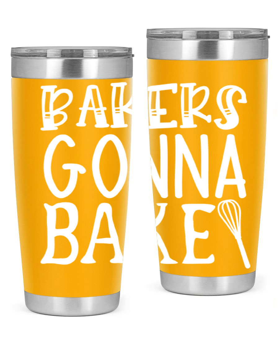 Bakers Gonna Bake 20oz Tumbler featuring double wall vacuum stainless steel with copper lining, perfect for hot and cold beverages.