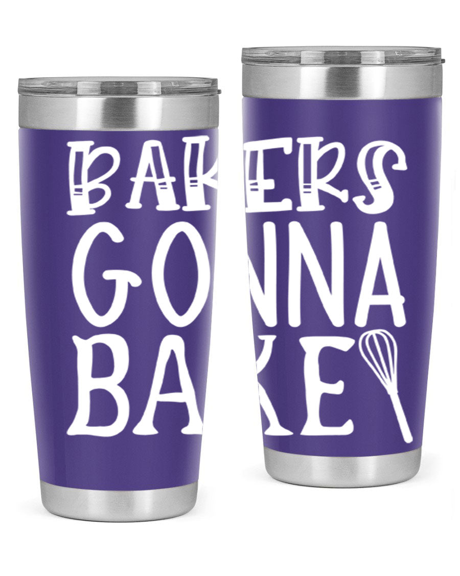Bakers Gonna Bake 20oz Tumbler featuring double wall vacuum stainless steel with copper lining, perfect for hot and cold beverages.