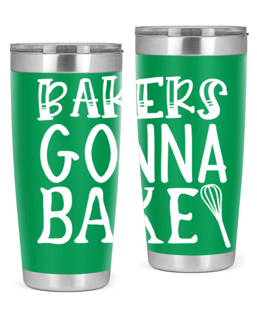 Bakers Gonna Bake 20oz Tumbler featuring double wall vacuum stainless steel with copper lining, perfect for hot and cold beverages.