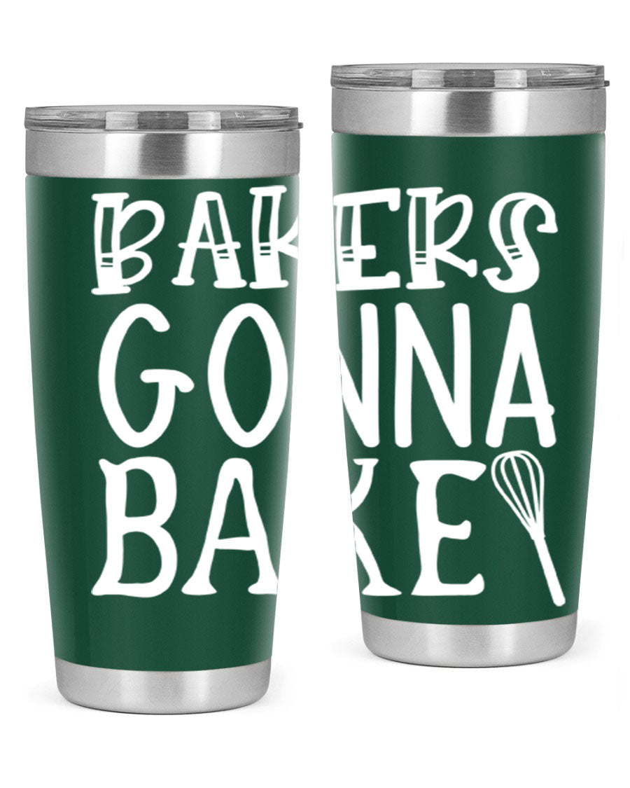 Bakers Gonna Bake 20oz Tumbler featuring double wall vacuum stainless steel with copper lining, perfect for hot and cold beverages.