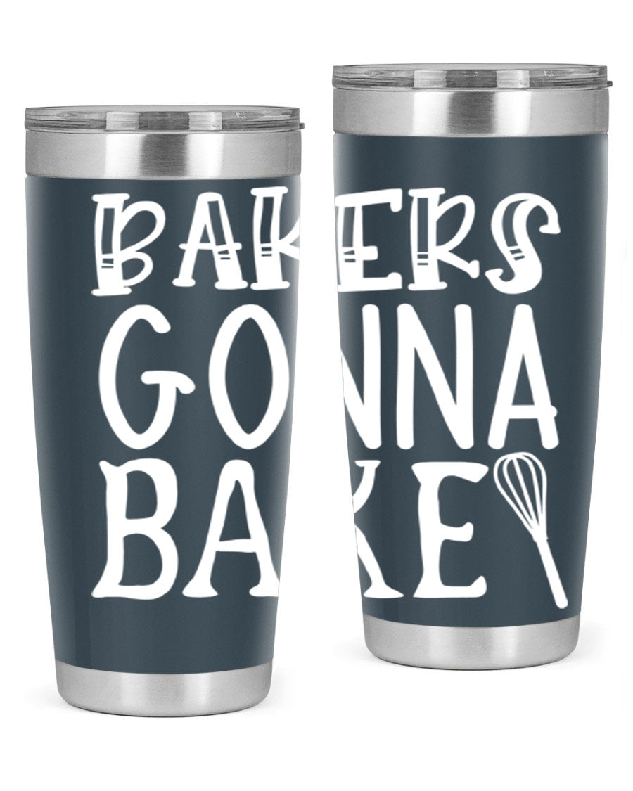 Bakers Gonna Bake 20oz Tumbler featuring double wall vacuum stainless steel with copper lining, perfect for hot and cold beverages.