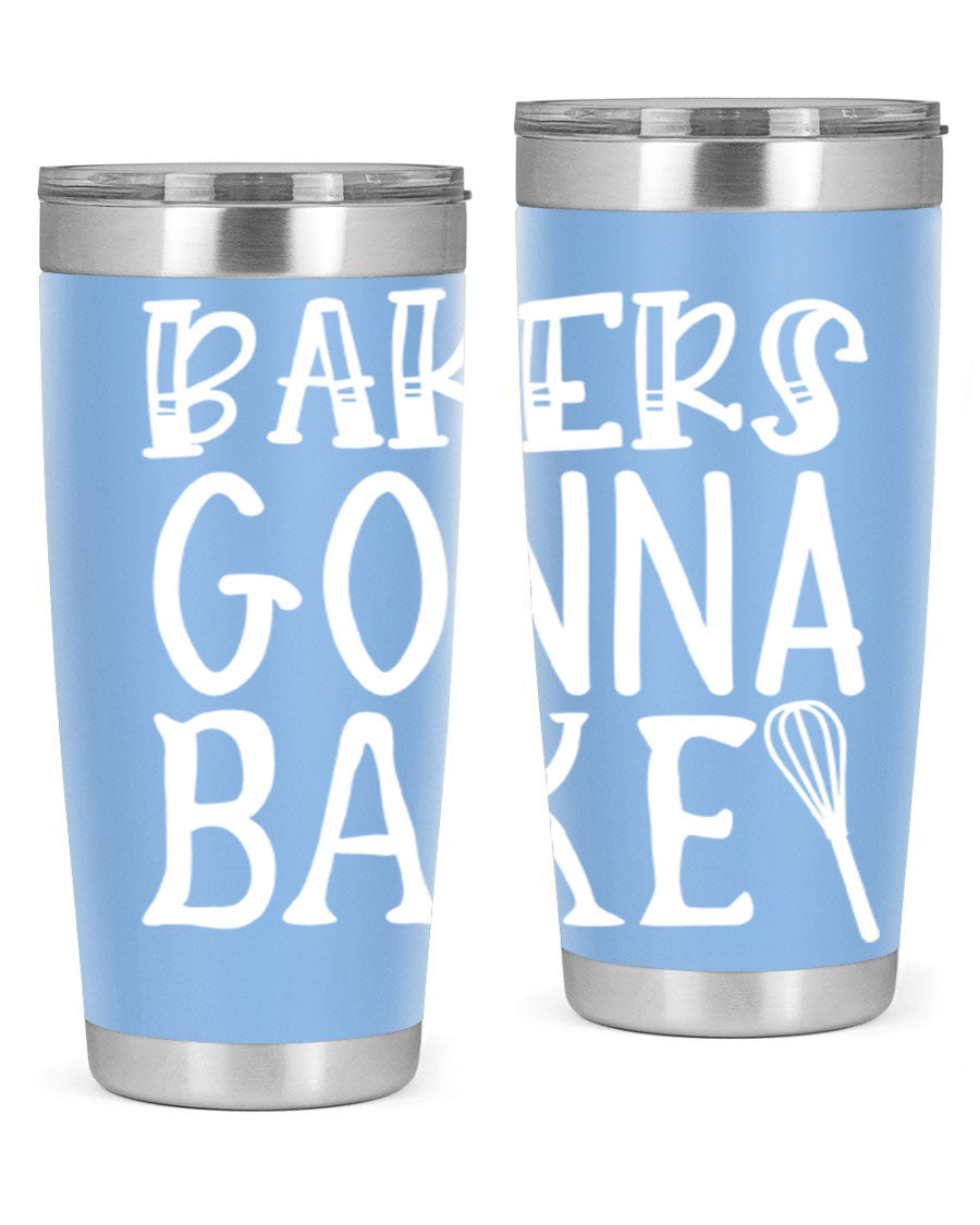Bakers Gonna Bake 20oz Tumbler featuring double wall vacuum stainless steel with copper lining, perfect for hot and cold beverages.