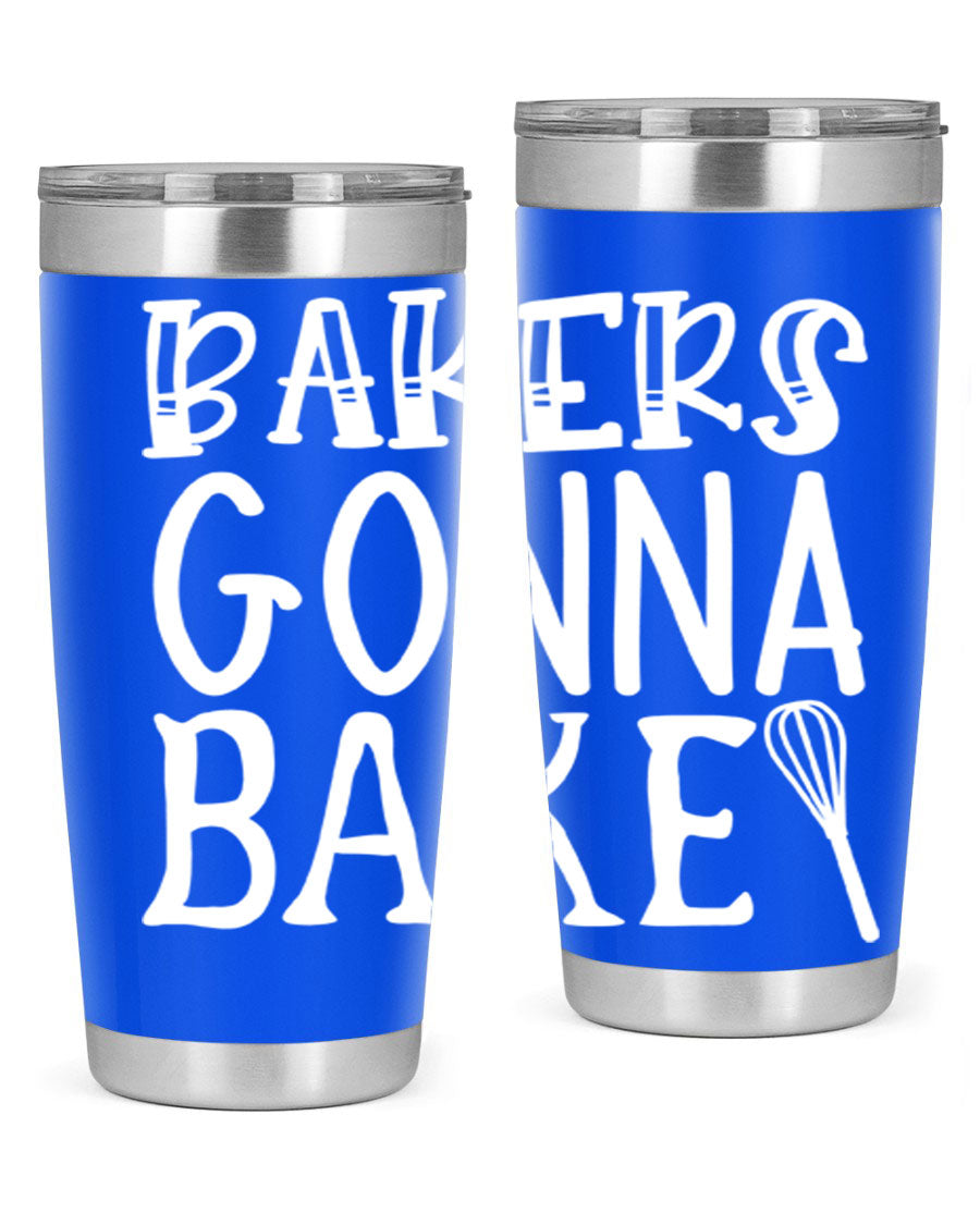 Bakers Gonna Bake 20oz Tumbler featuring double wall vacuum stainless steel with copper lining, perfect for hot and cold beverages.