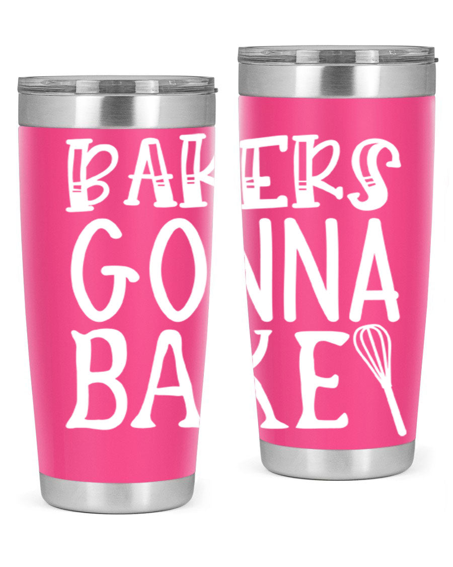 Bakers Gonna Bake 20oz Tumbler featuring double wall vacuum stainless steel with copper lining, perfect for hot and cold beverages.