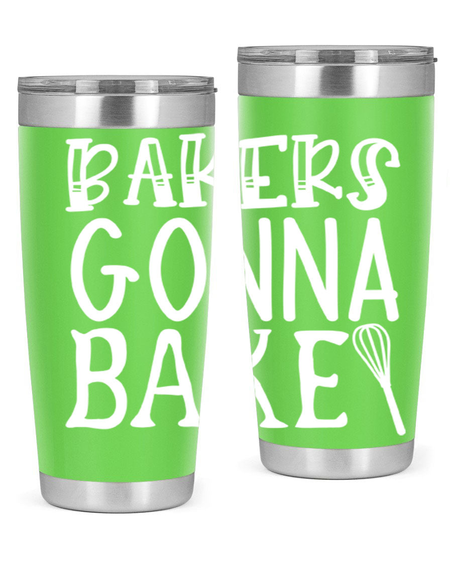 Bakers Gonna Bake 20oz Tumbler featuring double wall vacuum stainless steel with copper lining, perfect for hot and cold beverages.