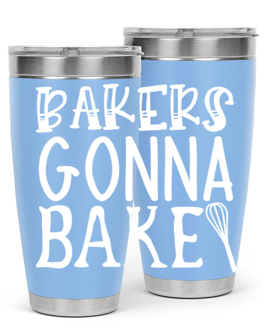 Bakers Gonna Bake 20oz Tumbler featuring double wall vacuum stainless steel with copper lining, perfect for hot and cold beverages.