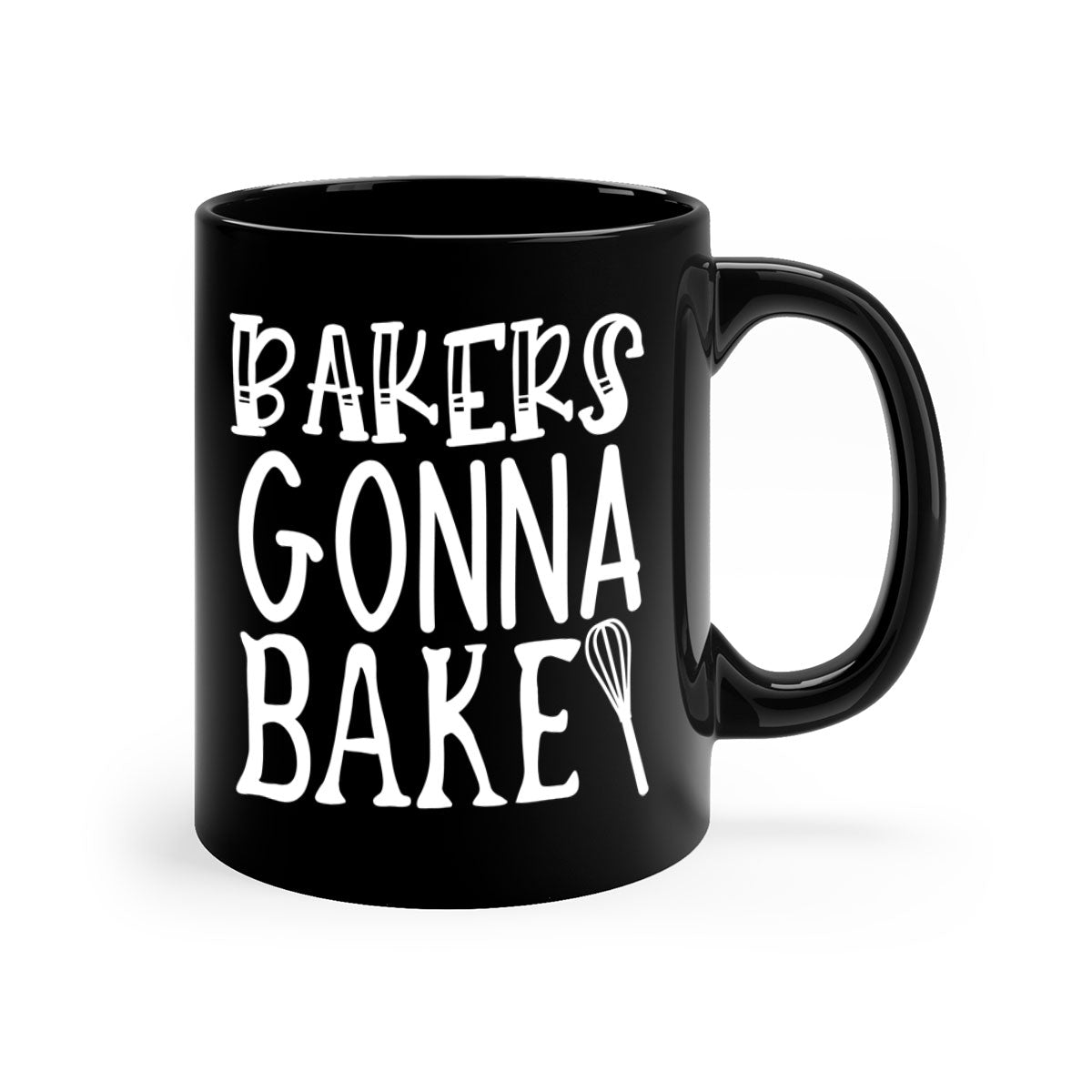 Bakers Gonna Bake 58# Kitchen Mug with colorful handle and glossy finish, available in multiple colors and sizes.
