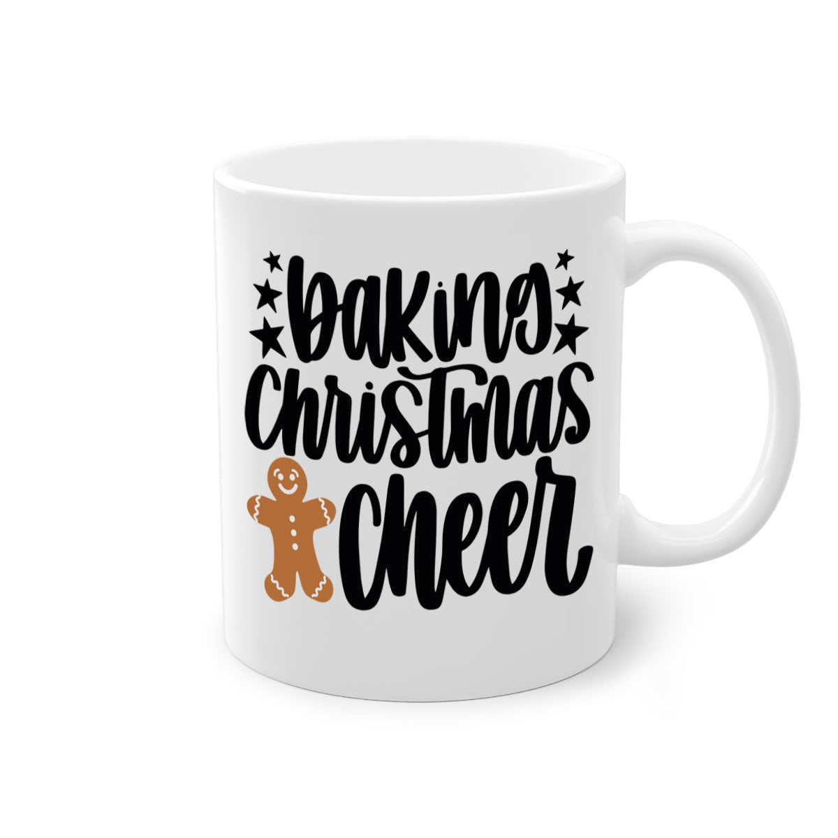 Baking Christmas Cheer Mug featuring a two-tone design with a colored handle and glossy finish, available in multiple colors.
