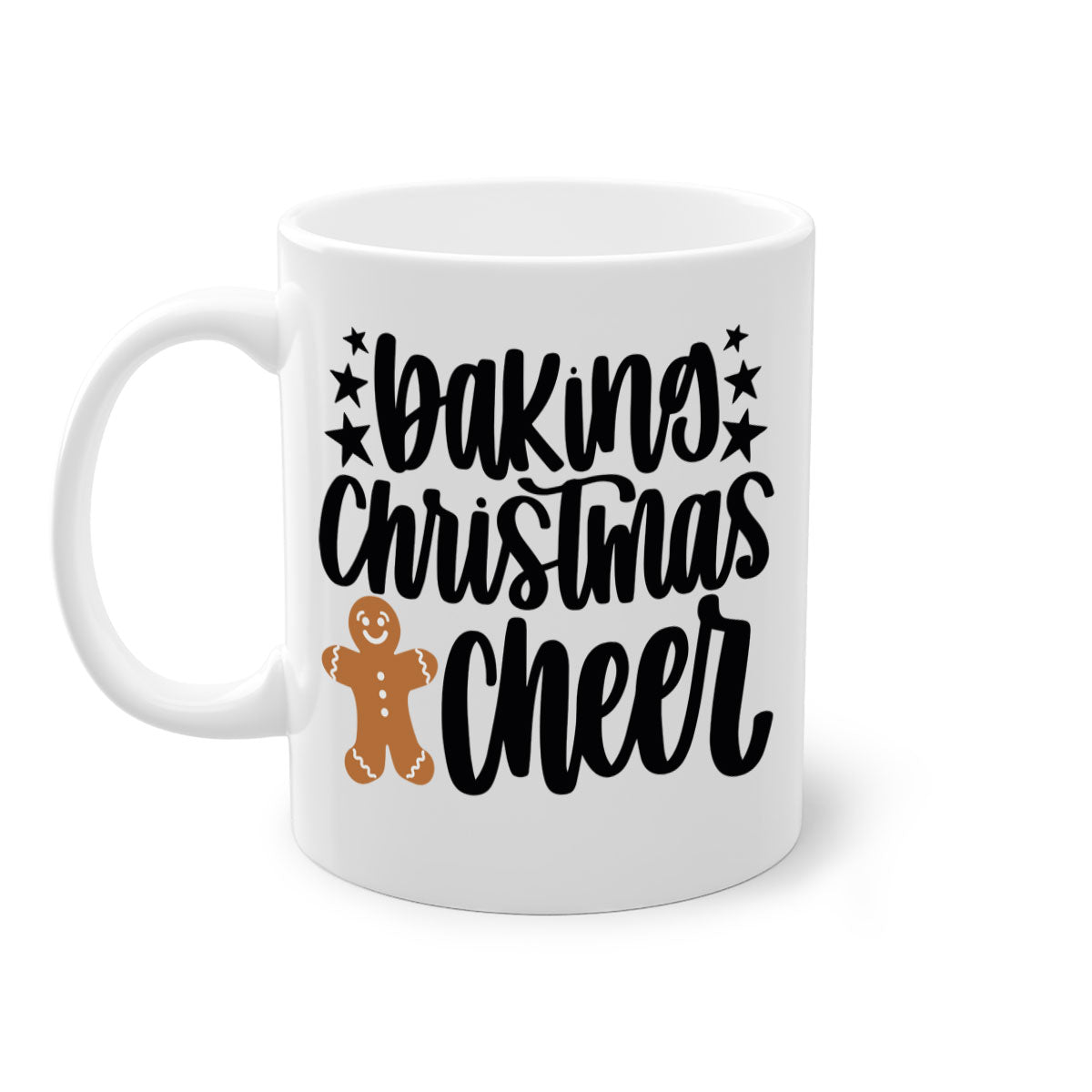 Baking Christmas Cheer Mug featuring a two-tone design with a colored handle and glossy finish, available in multiple colors.