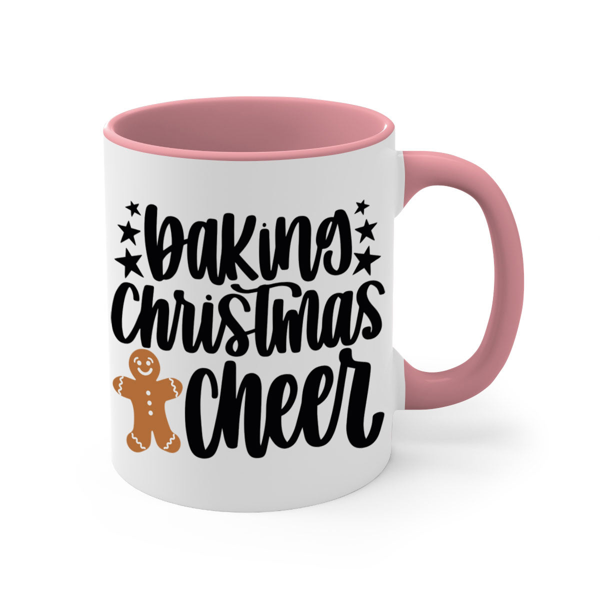 Baking Christmas Cheer Mug featuring a two-tone design with a colored handle and glossy finish, available in multiple colors.