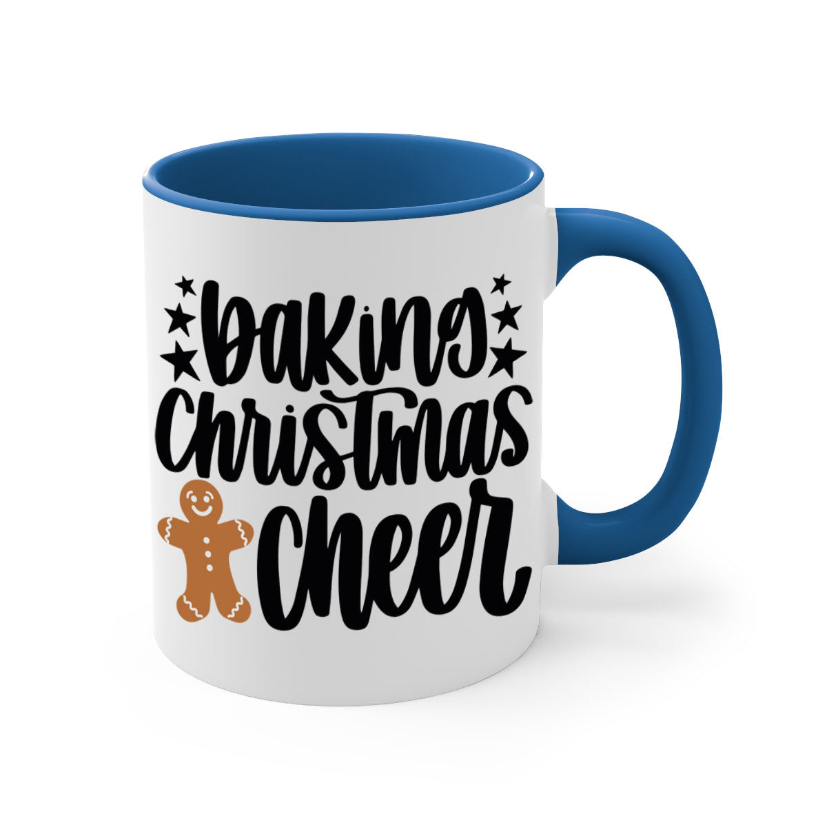 Baking Christmas Cheer Mug featuring a two-tone design with a colored handle and glossy finish, available in multiple colors.