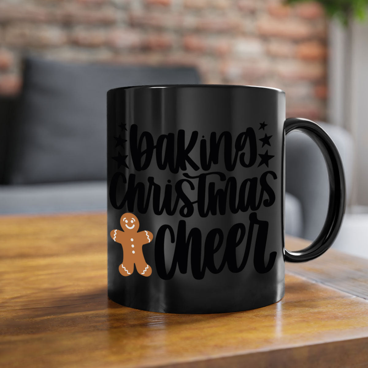 Baking Christmas Cheer Mug featuring a two-tone design with a colored handle and glossy finish, available in multiple colors.