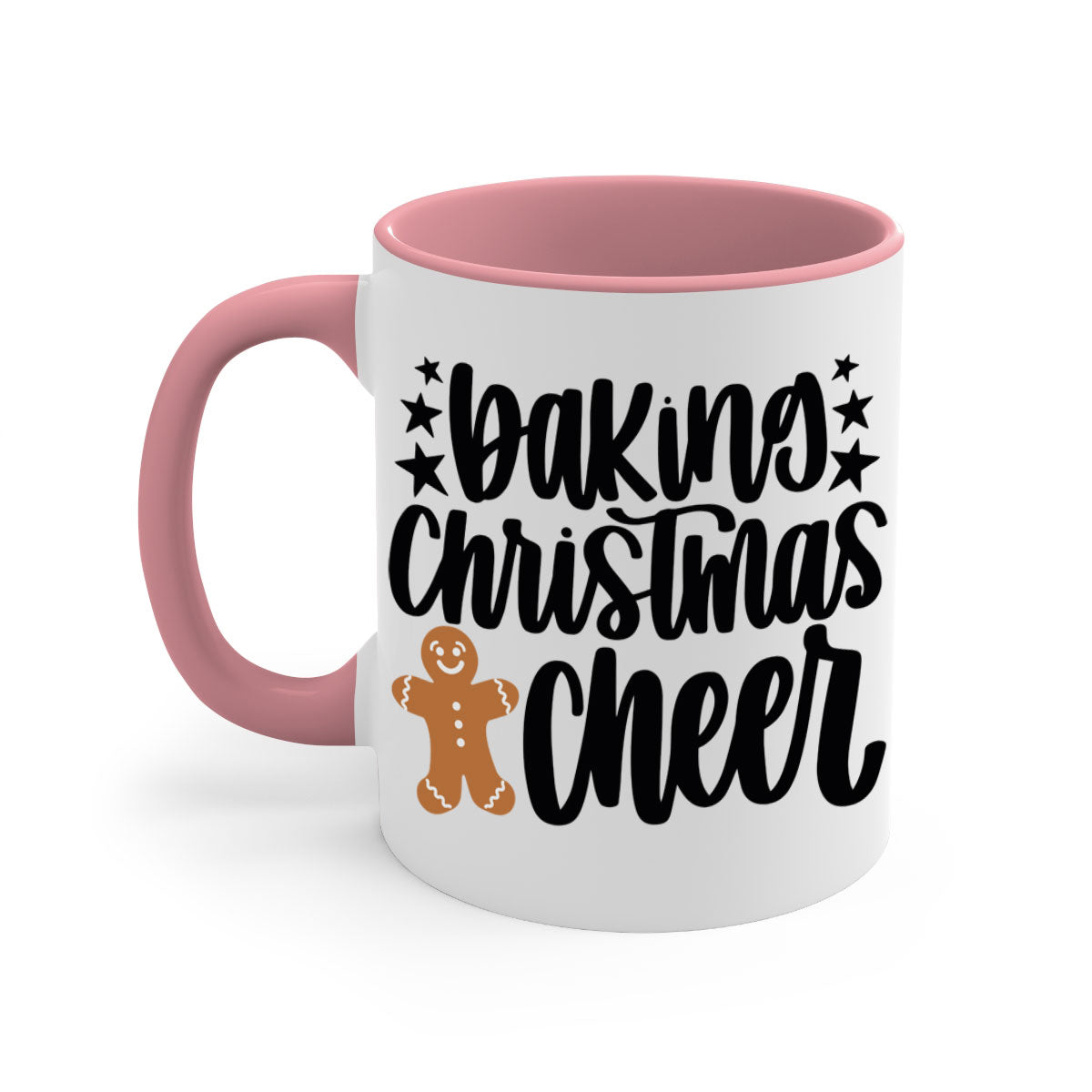 Baking Christmas Cheer Mug featuring a two-tone design with a colored handle and glossy finish, available in multiple colors.