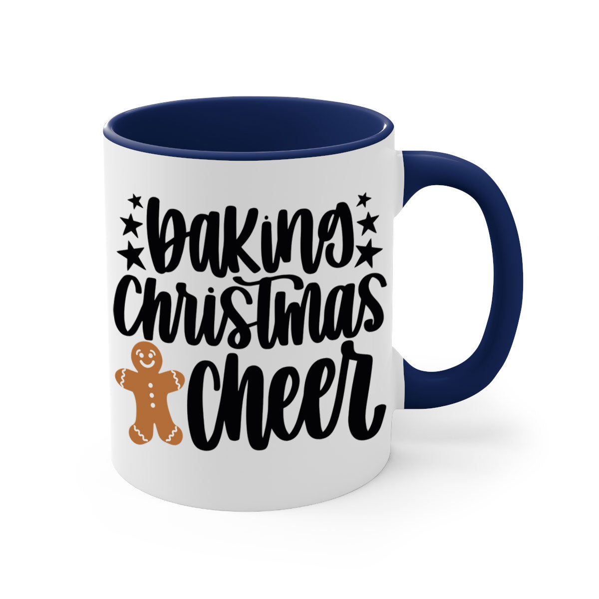 Baking Christmas Cheer Mug featuring a two-tone design with a colored handle and glossy finish, available in multiple colors.