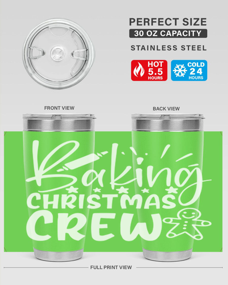 Baking Christmas Crew 56# Tumbler, 20oz, double wall vacuum stainless steel with festive design, perfect for holiday beverages.