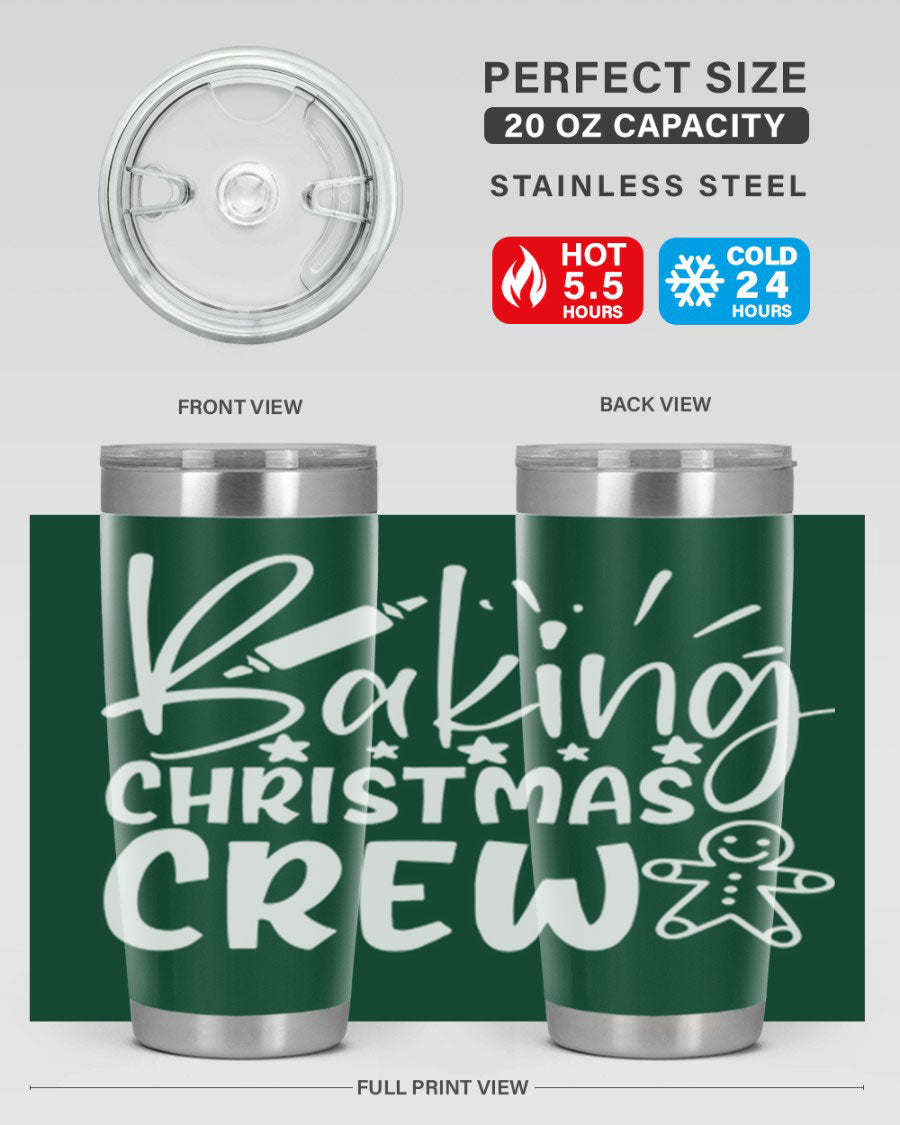 Baking Christmas Crew 56# Tumbler, 20oz, double wall vacuum stainless steel with festive design, perfect for holiday beverages.