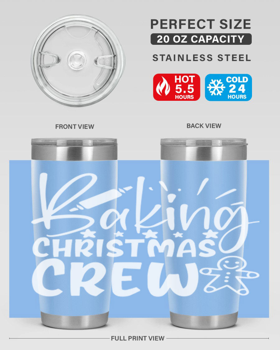 Baking Christmas Crew 56# Tumbler, 20oz, double wall vacuum stainless steel with festive design, perfect for holiday beverages.