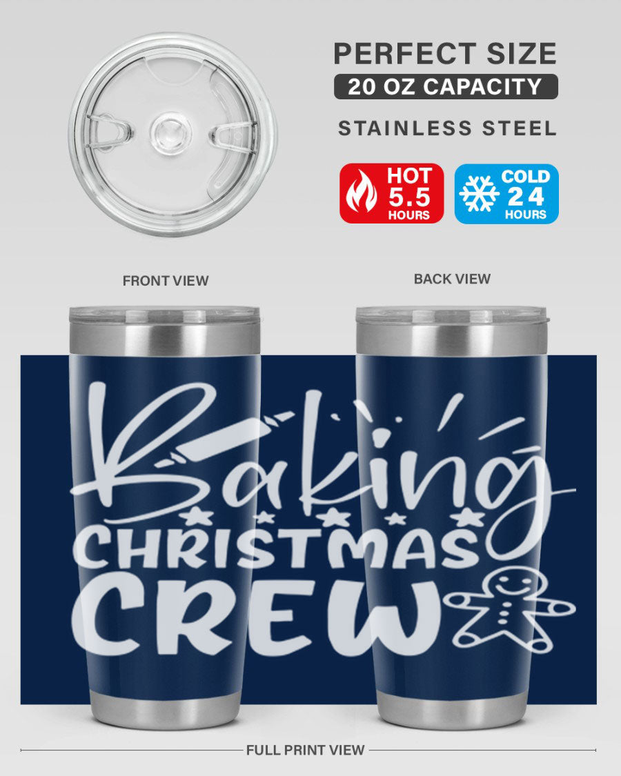 Baking Christmas Crew 56# Tumbler, 20oz, double wall vacuum stainless steel with festive design, perfect for holiday beverages.