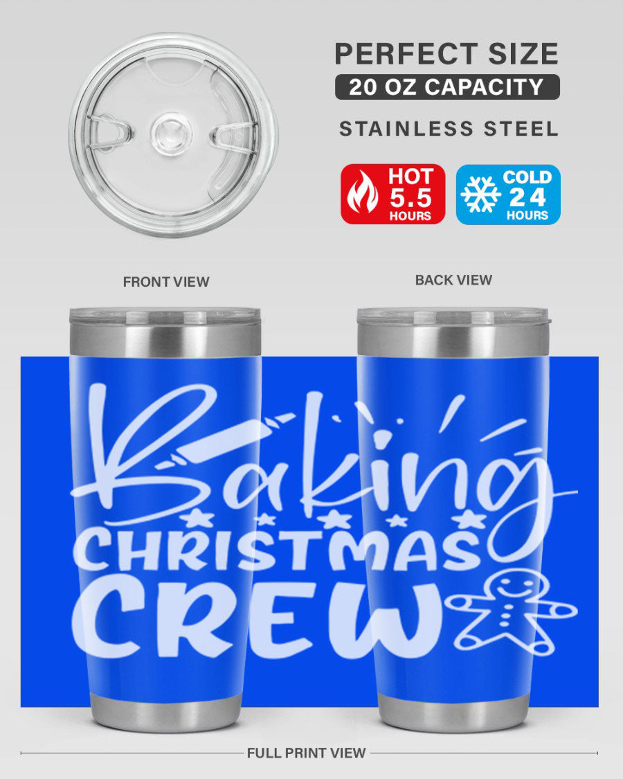 Baking Christmas Crew 56# Tumbler, 20oz, double wall vacuum stainless steel with festive design, perfect for holiday beverages.
