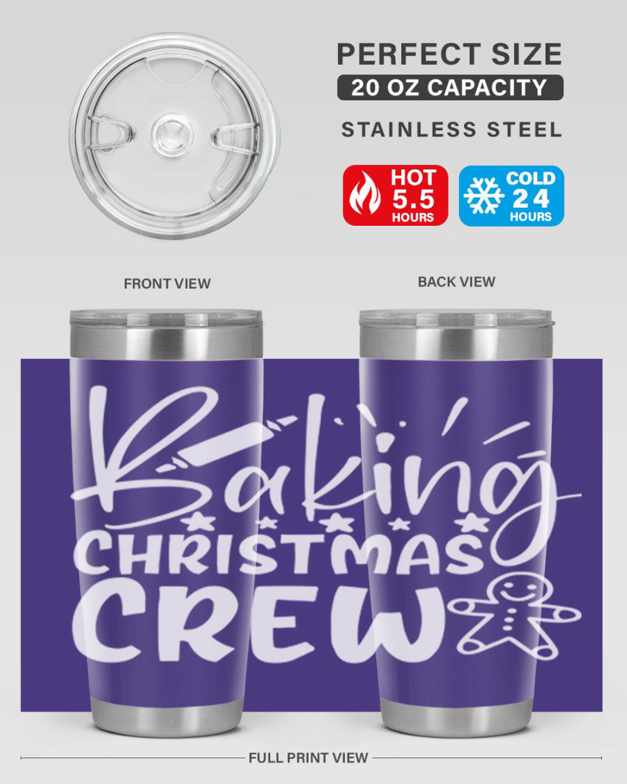 Baking Christmas Crew 56# Tumbler, 20oz, double wall vacuum stainless steel with festive design, perfect for holiday beverages.