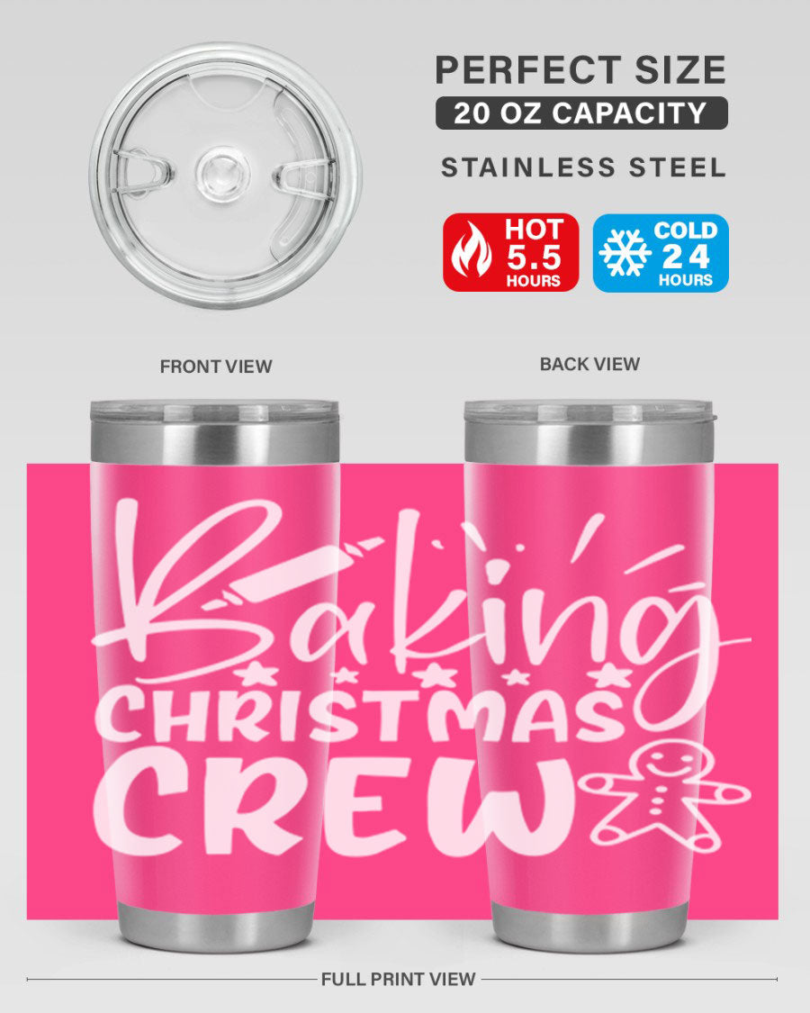 Baking Christmas Crew 56# Tumbler, 20oz, double wall vacuum stainless steel with festive design, perfect for holiday beverages.