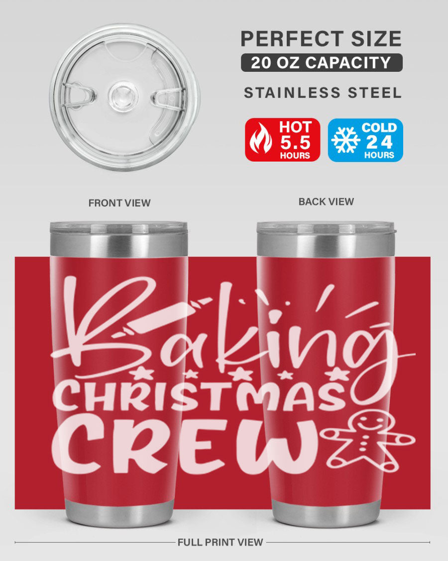 Baking Christmas Crew 56# Tumbler, 20oz, double wall vacuum stainless steel with festive design, perfect for holiday beverages.