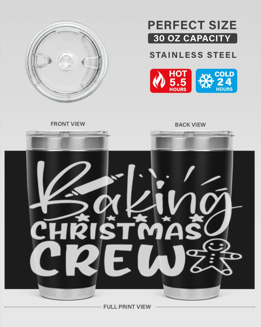 Baking Christmas Crew 56# Tumbler, 20oz, double wall vacuum stainless steel with festive design, perfect for holiday beverages.
