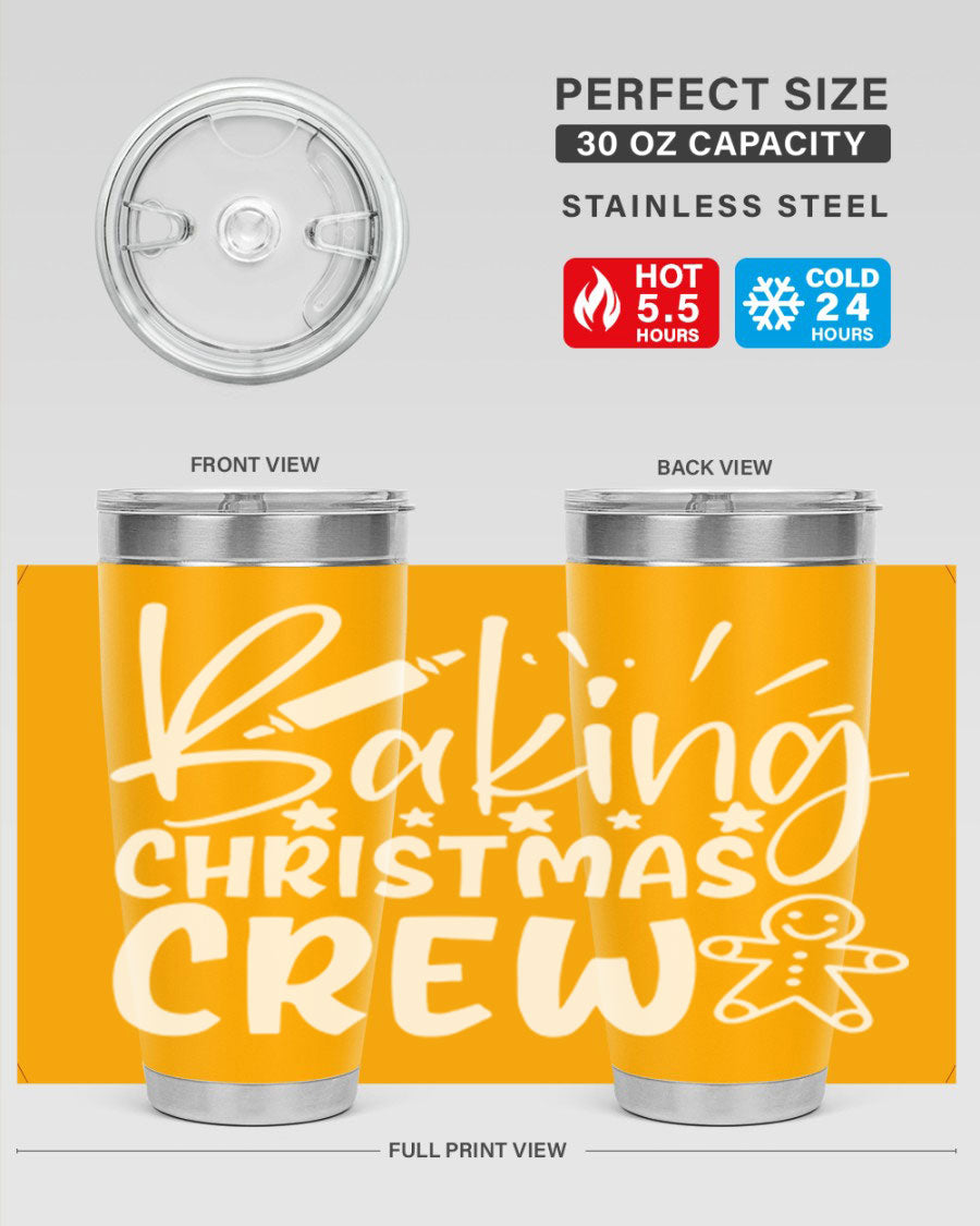 Baking Christmas Crew 56# Tumbler, 20oz, double wall vacuum stainless steel with festive design, perfect for holiday beverages.