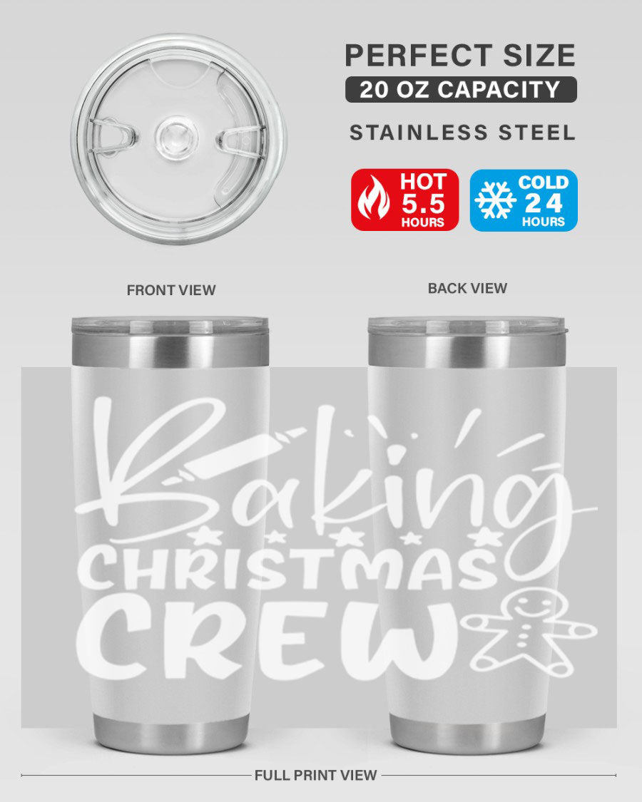 Baking Christmas Crew 56# Tumbler, 20oz, double wall vacuum stainless steel with festive design, perfect for holiday beverages.