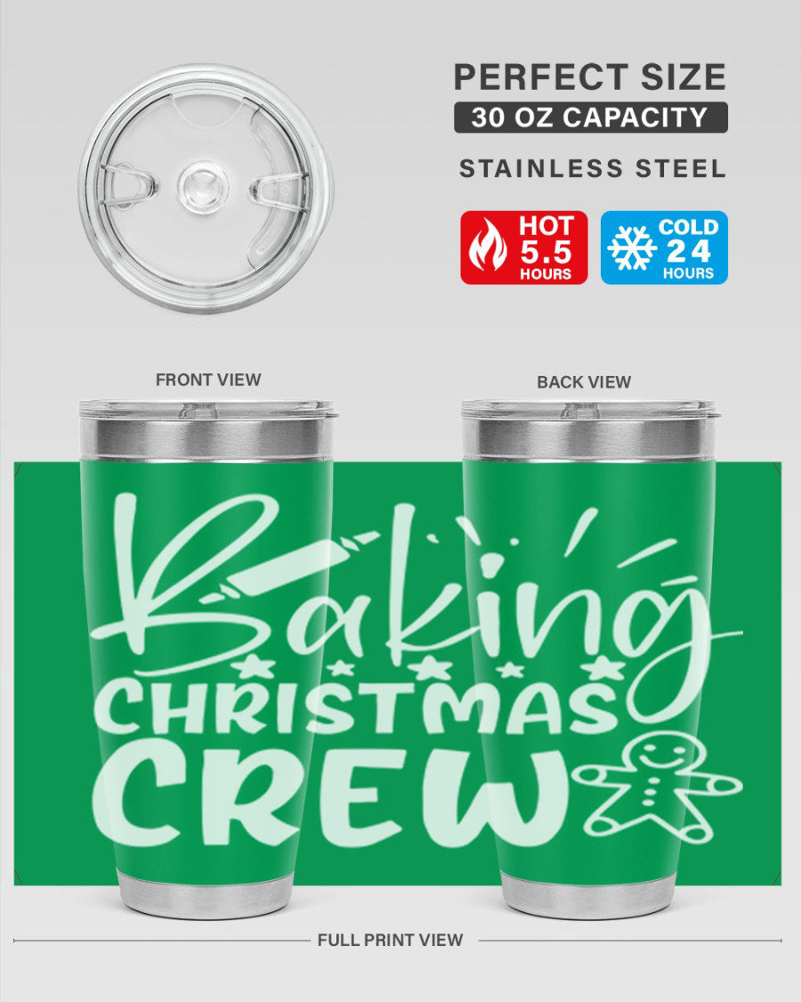 Baking Christmas Crew 56# Tumbler, 20oz, double wall vacuum stainless steel with festive design, perfect for holiday beverages.
