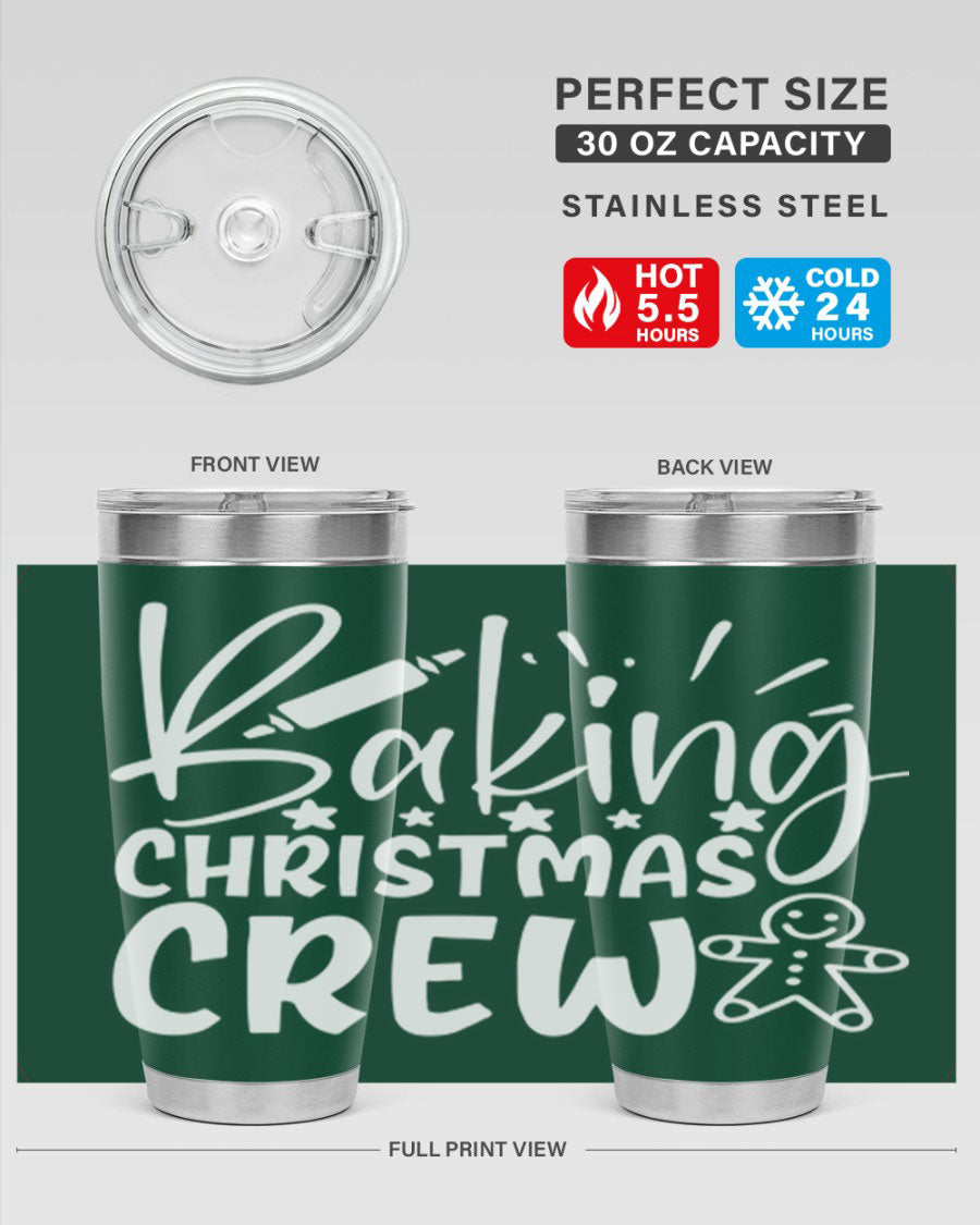 Baking Christmas Crew 56# Tumbler, 20oz, double wall vacuum stainless steel with festive design, perfect for holiday beverages.
