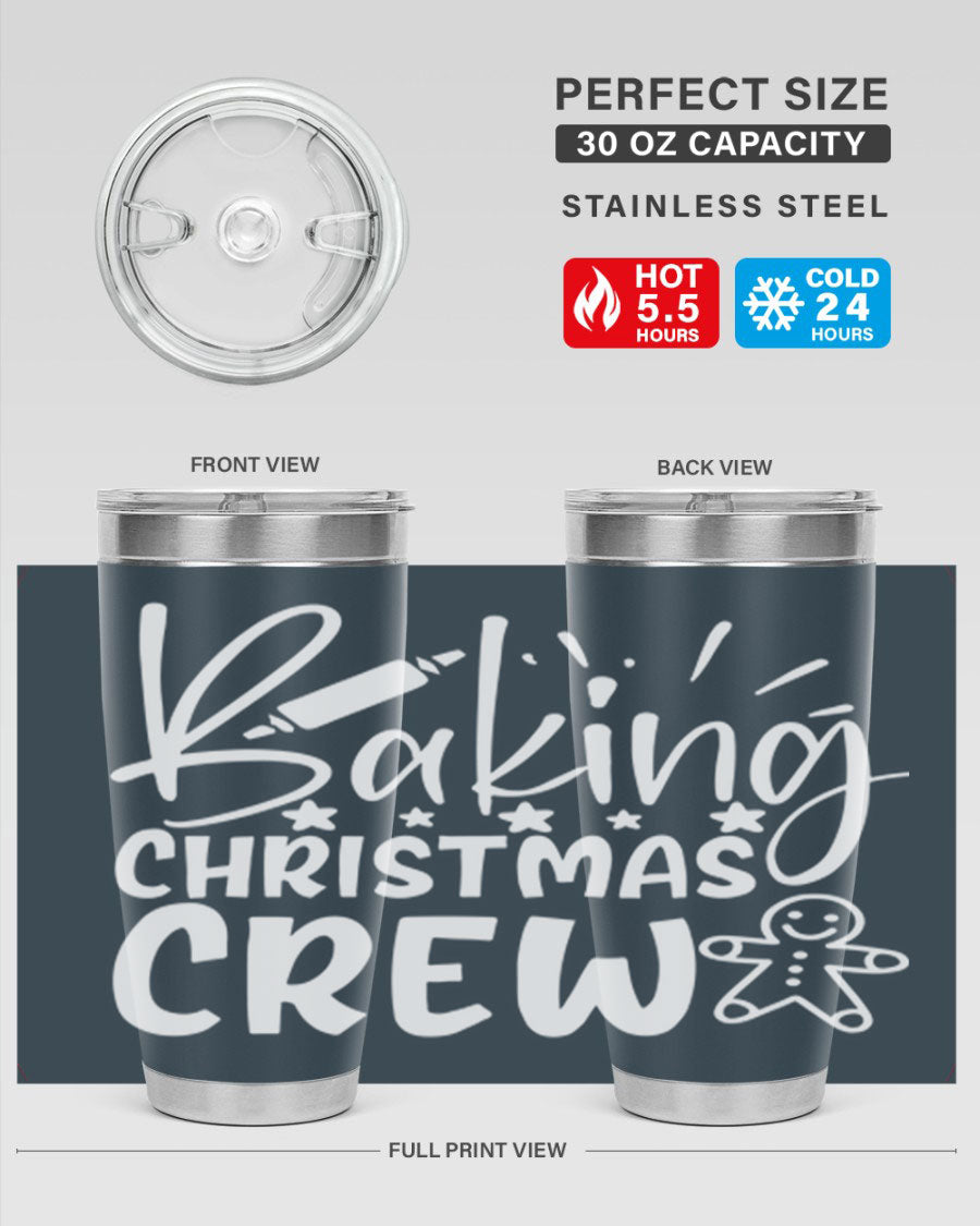 Baking Christmas Crew 56# Tumbler, 20oz, double wall vacuum stainless steel with festive design, perfect for holiday beverages.