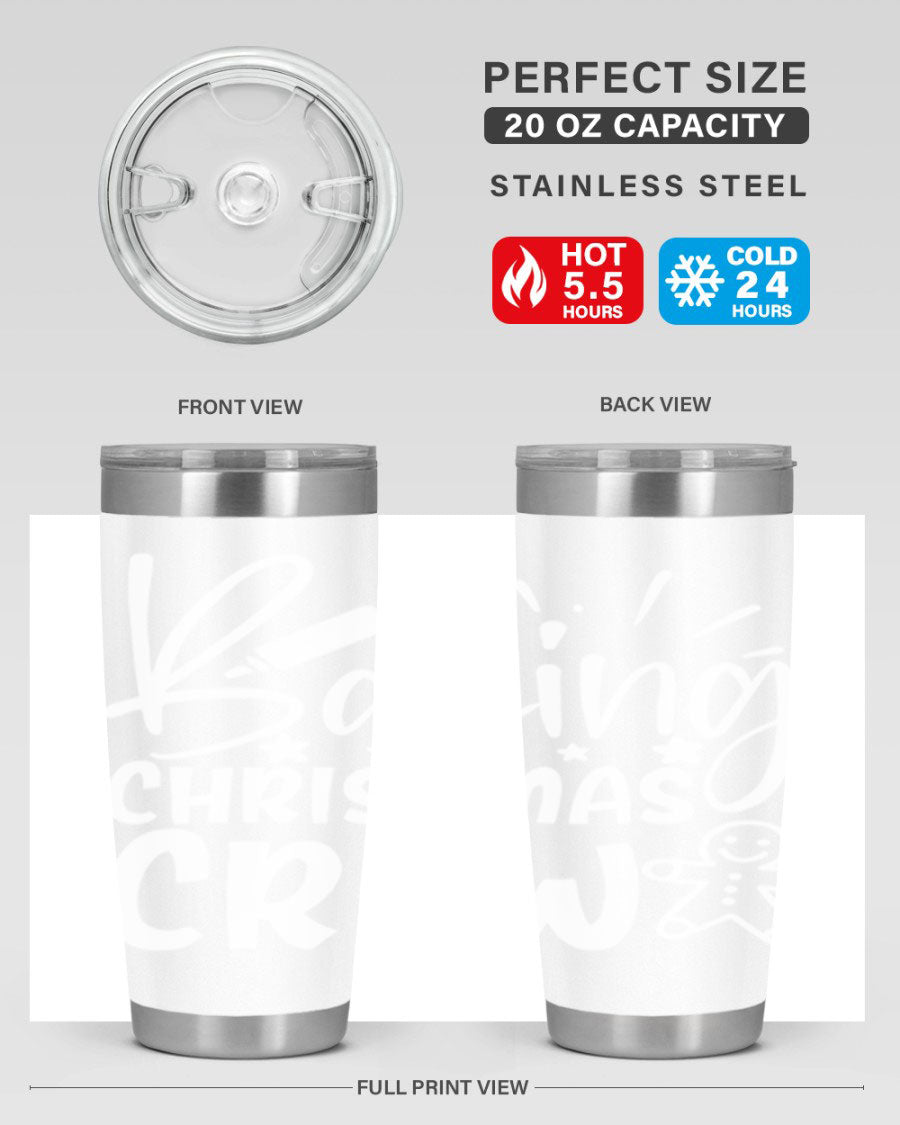 Baking Christmas Crew 56# Tumbler, 20oz, double wall vacuum stainless steel with festive design, perfect for holiday beverages.