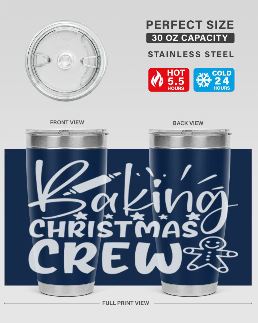 Baking Christmas Crew 56# Tumbler, 20oz, double wall vacuum stainless steel with festive design, perfect for holiday beverages.