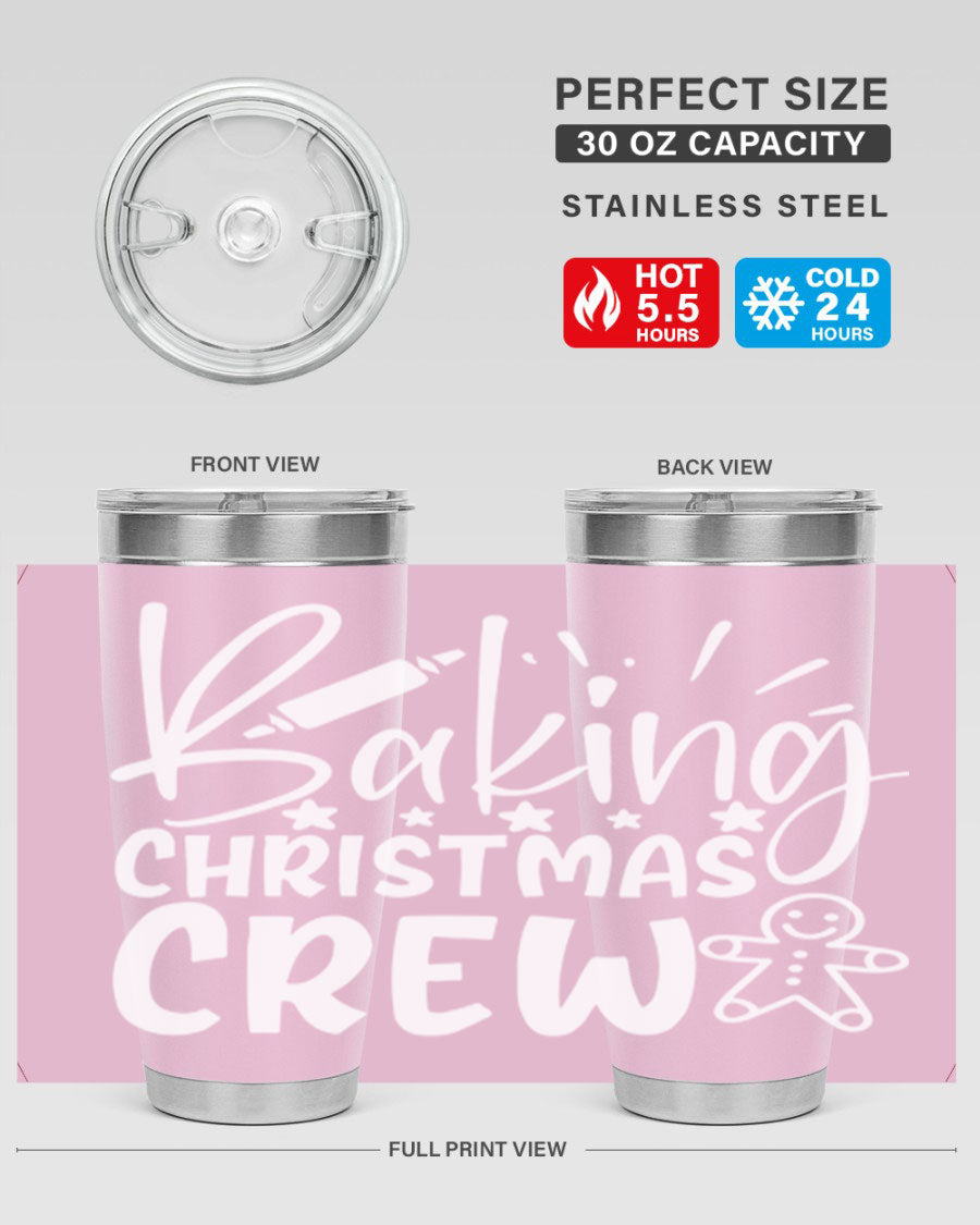Baking Christmas Crew 56# Tumbler, 20oz, double wall vacuum stainless steel with festive design, perfect for holiday beverages.